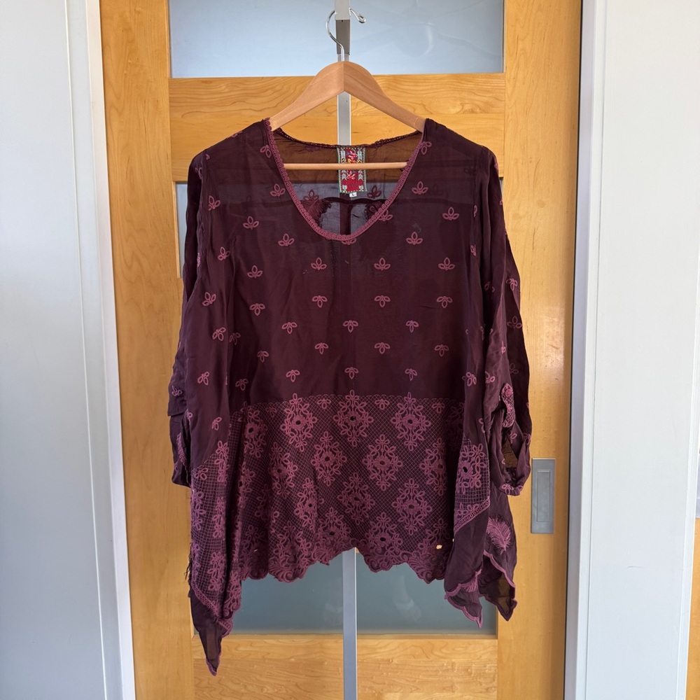 Johnny Was Plum Embroidered Tunic